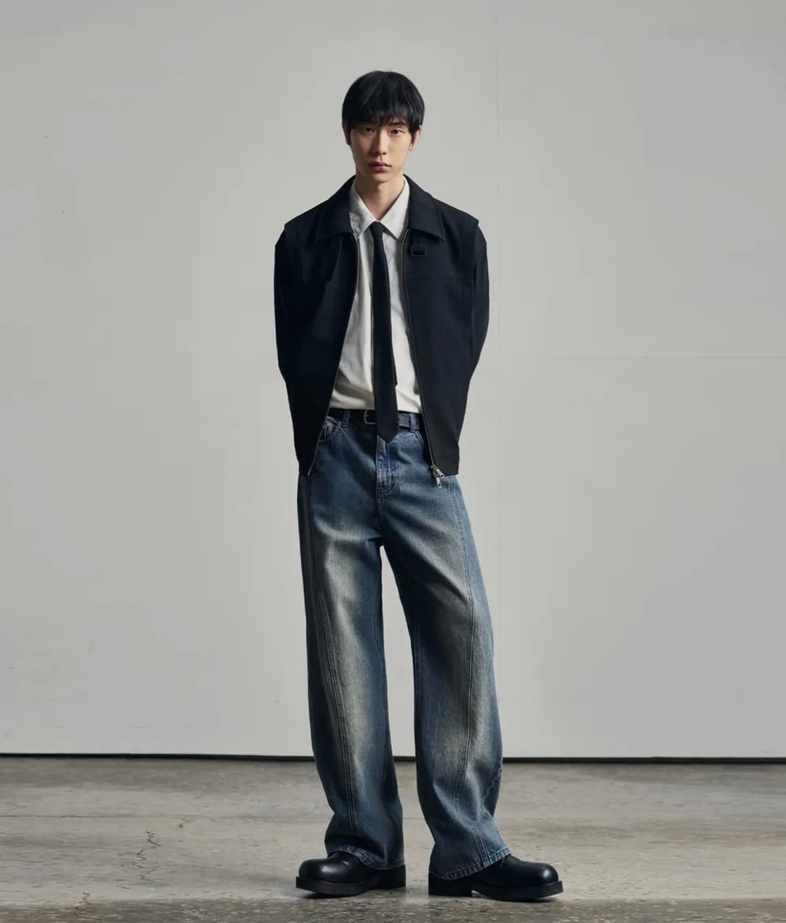 아워데이즈 웨이비 커브드 와이드 데님 팬츠 [BLUE] 상품이미지2