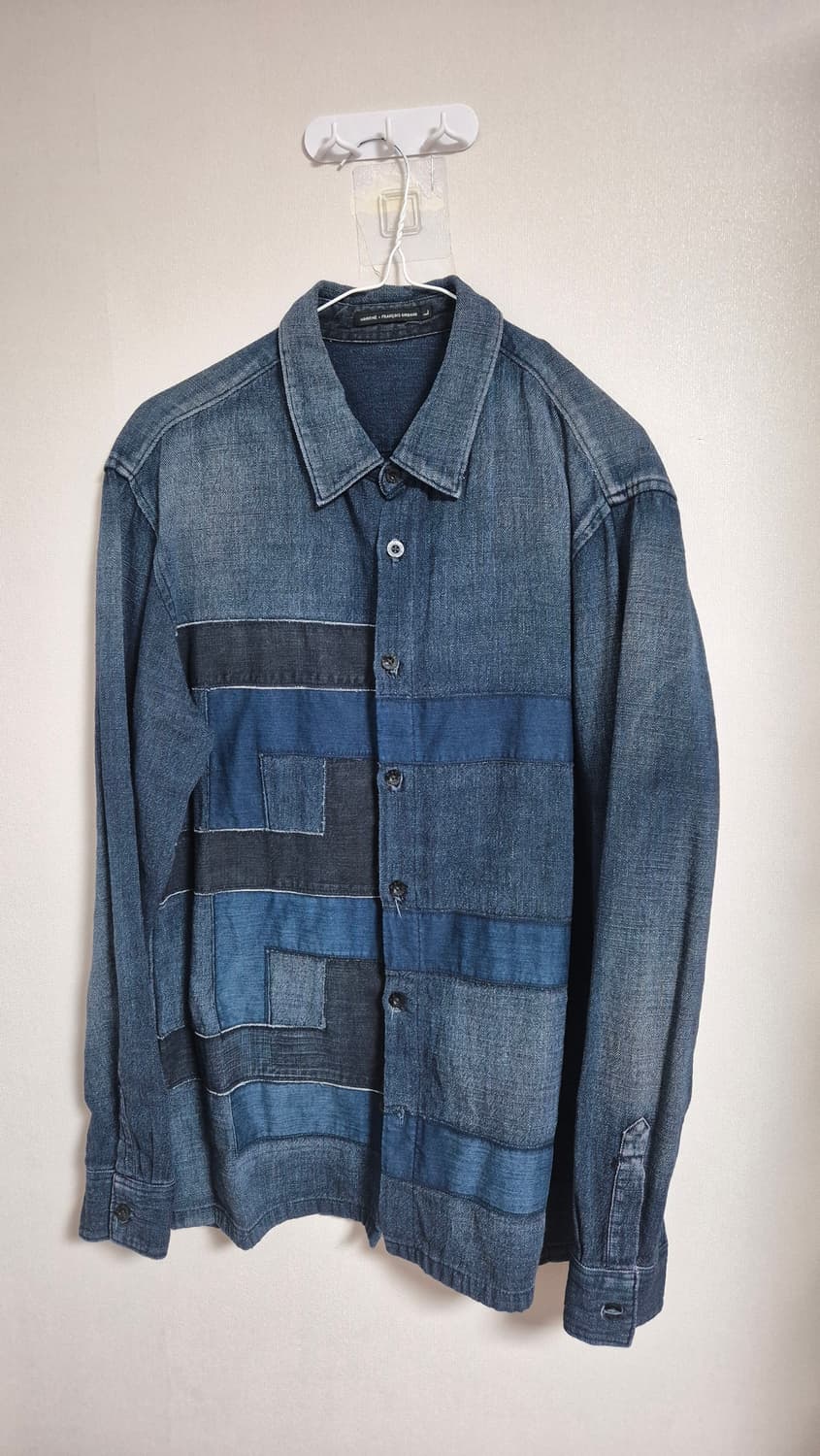 90s 일본 마리떼 프랑소와 저버 데님 패치워크 셔츠 남방 상품이미지2