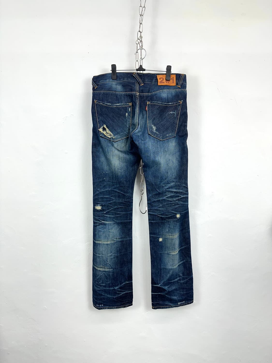 Distressed Knee Washed Straight Denim Pa 상품이미지8
