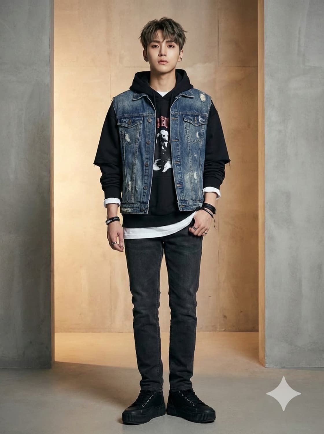 시리즈(series;) 힙스터 핏 블랙 워싱 데님 팬츠 상품이미지1