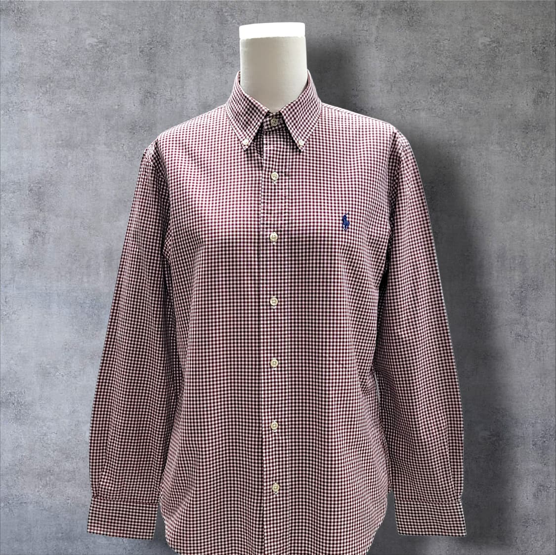 [M] 폴로 브라운&화이트 깅엄 커스텀핏 긴팔셔츠 상품이미지3