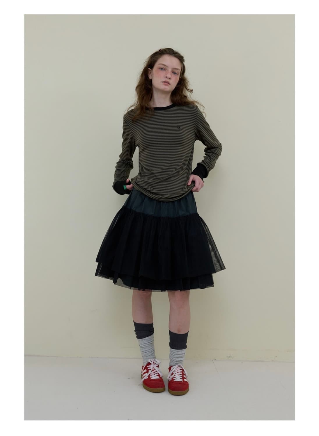 [nocontent] 노컨텐츠 메쉬 플레어 스커트 블랙 상품이미지3