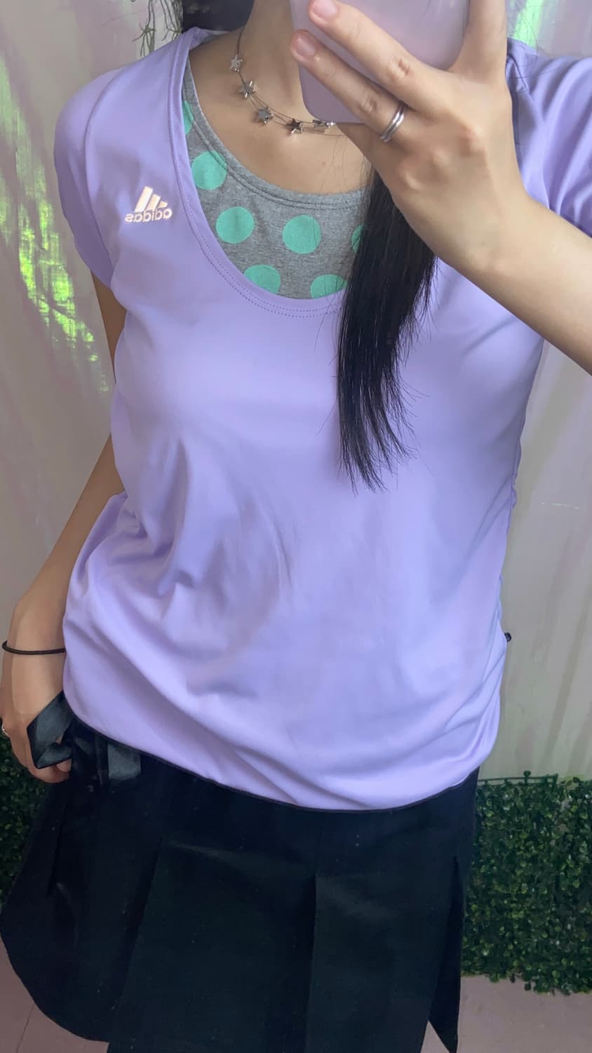 adidas 아디다스 연보라 반팔런닝탑  상품이미지2