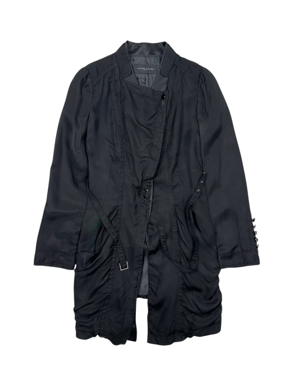 타스타스 하이넥 사선 오버랩 코트 상품이미지1