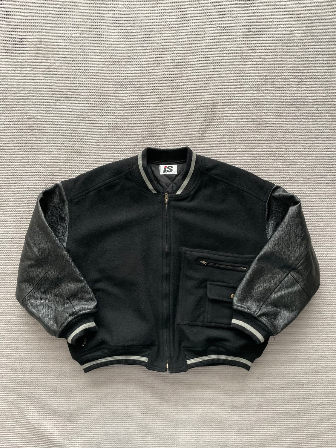80‘s 이세이미야케 레더 바시티 자켓 상품이미지2