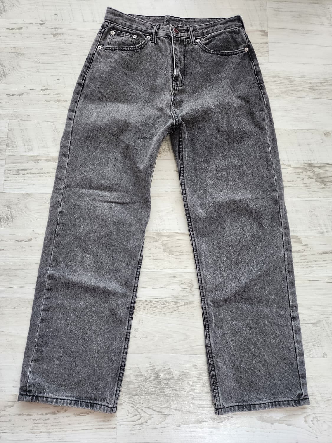 트릴리온 흑청 데님 팬츠 팜. S(30인치)사이즈 블랙 워싱 청바지 상품이미지1