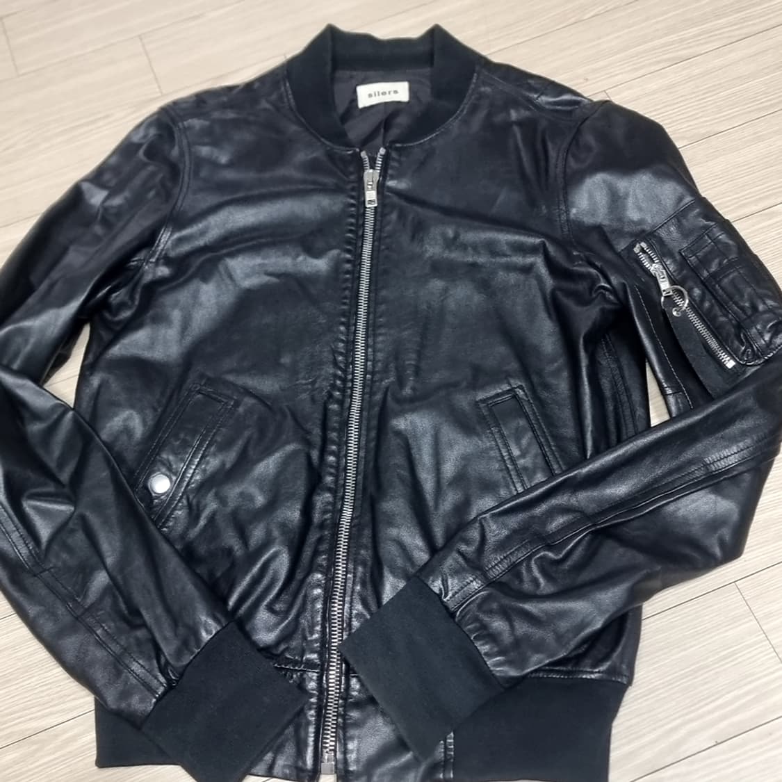 silers 사일러스 블랙 가죽 봄버 자켓(95-100) 상품이미지1