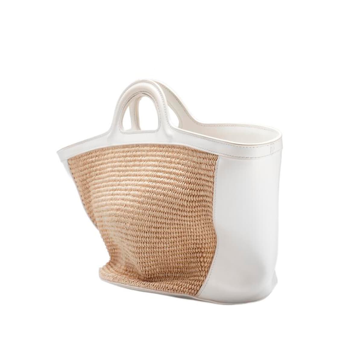 (중고) 마르니 화이트 베이지 라피아 트로피칼 스몰 토트백 상품이미지2