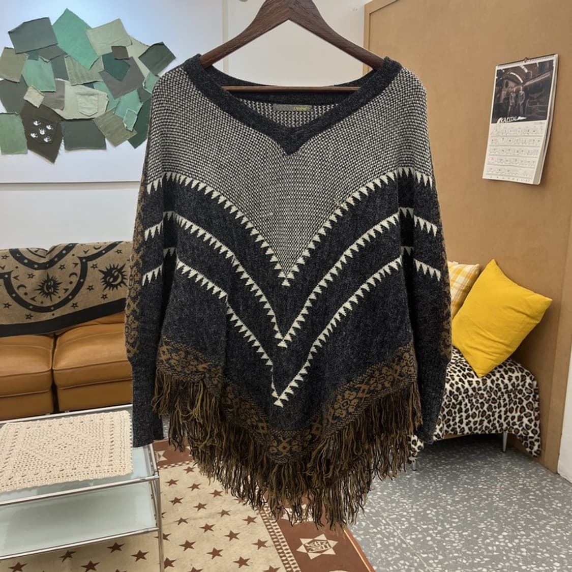 빈티지 히피 보헤미안 뜨개 망토 판초 니트 115 C09809 상품이미지3