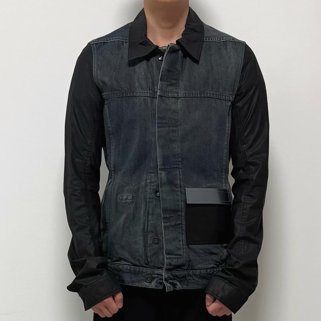 릭오웬스 15SS 다크쉐도우 가죽 데님 자켓 허슬러 블루 상품이미지1