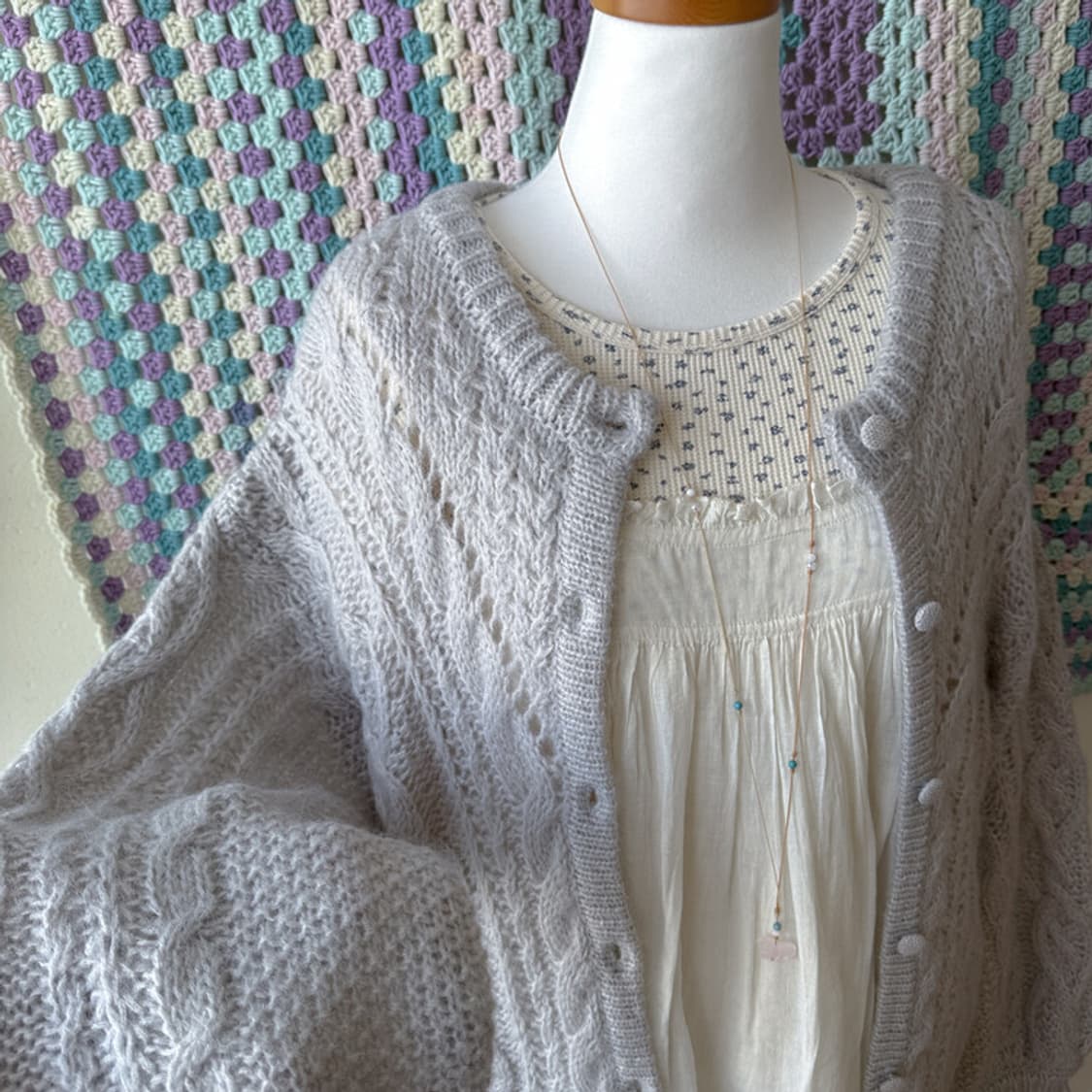 셀니빈티지 잔꽃 와플 티셔츠 상품이미지3