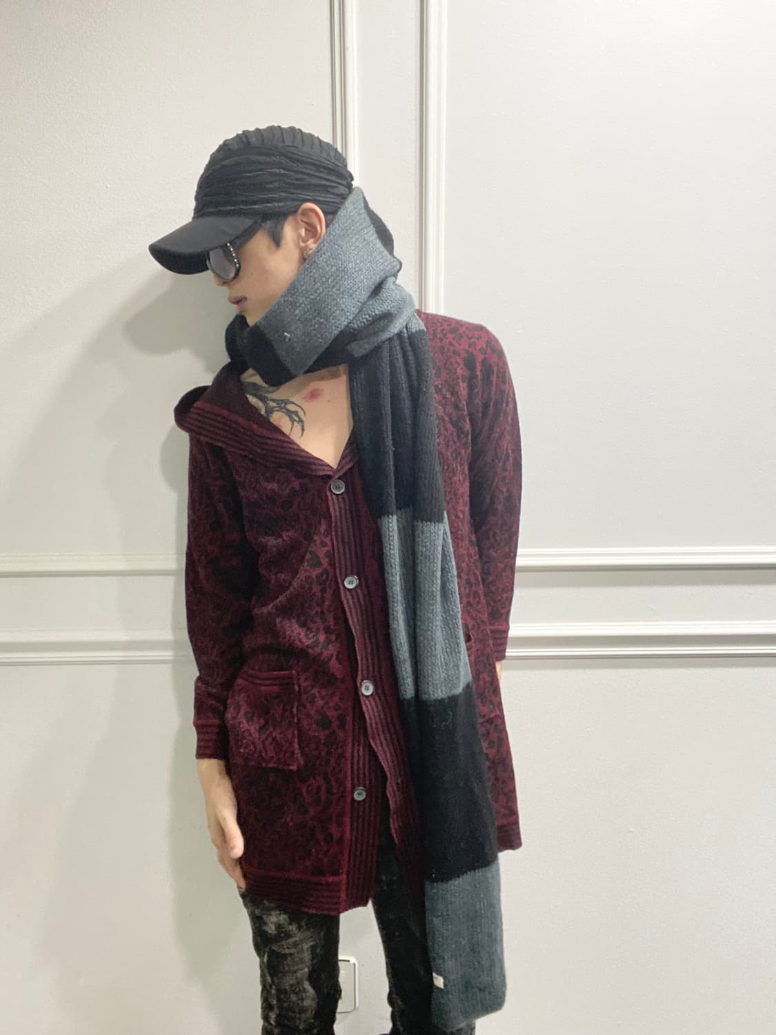 Burgundy Leopard Long Cardigan 상품이미지3