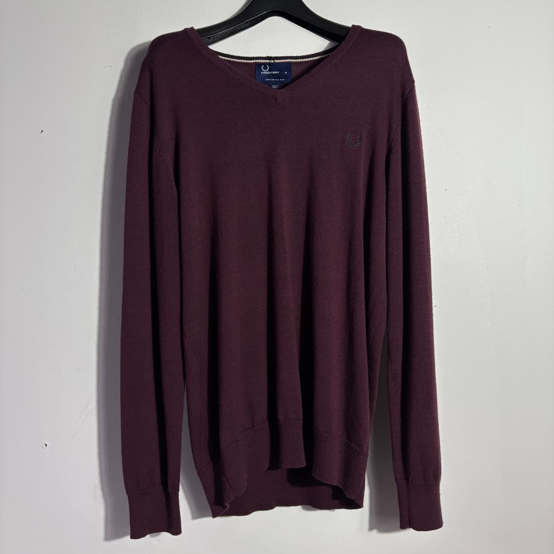 프레드페리 버건디 브이넥 니트 스웨터 (무료배송) 상품이미지1