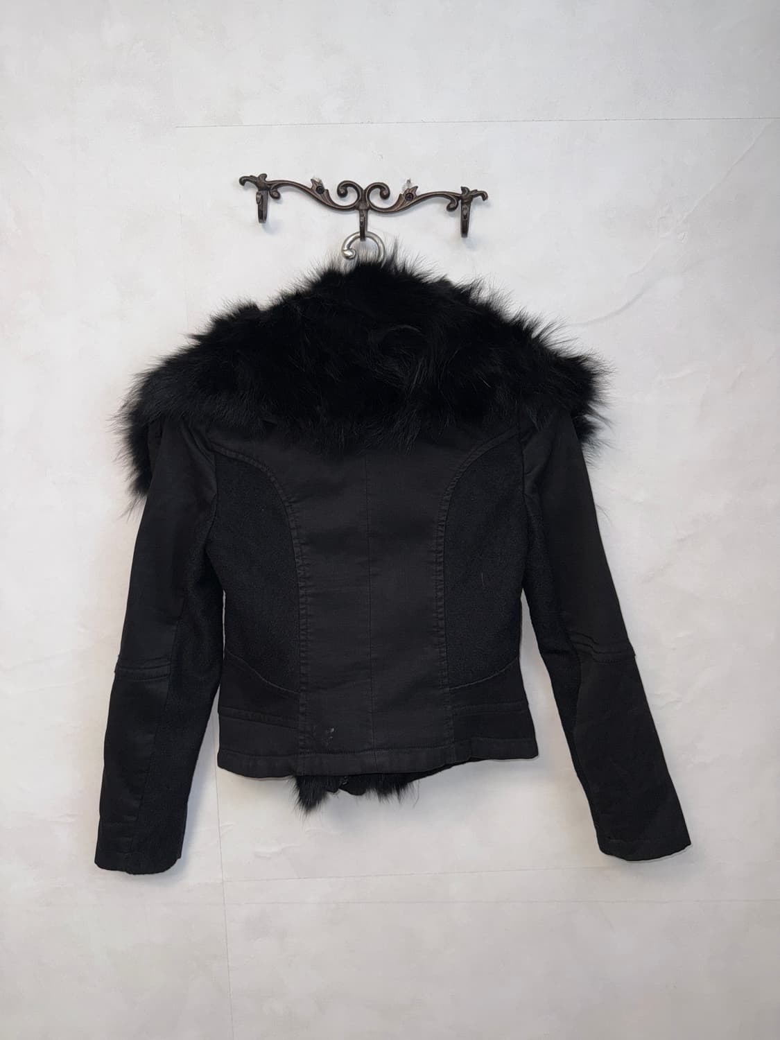 Black fox fur knit layered padded jacket 상품이미지4