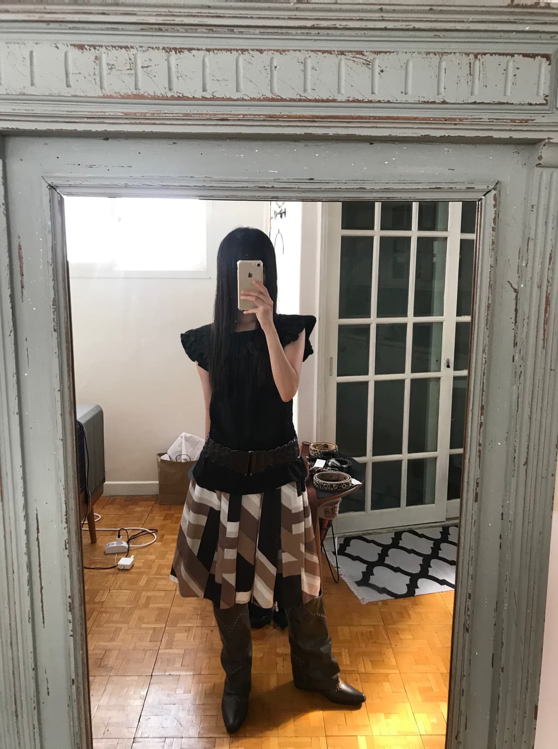 vintage black frill blouse 상품이미지5
