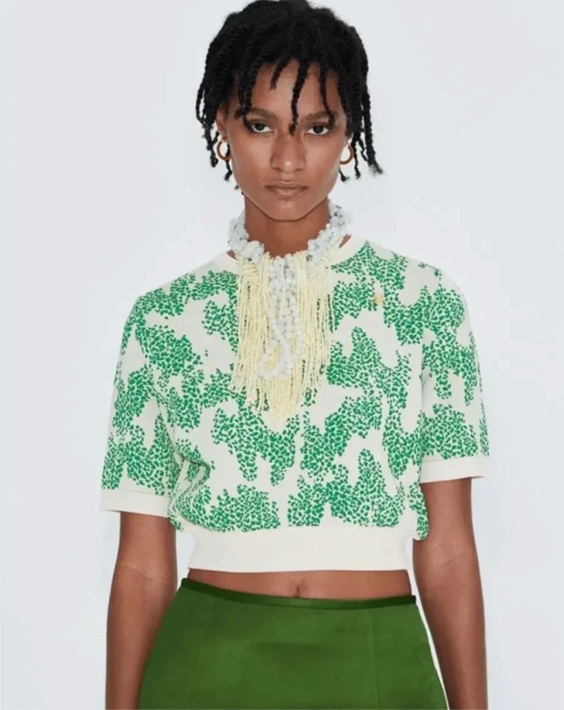 렉토 RECTO 선라이즈 자카드 니트 반팔 S 상품이미지1