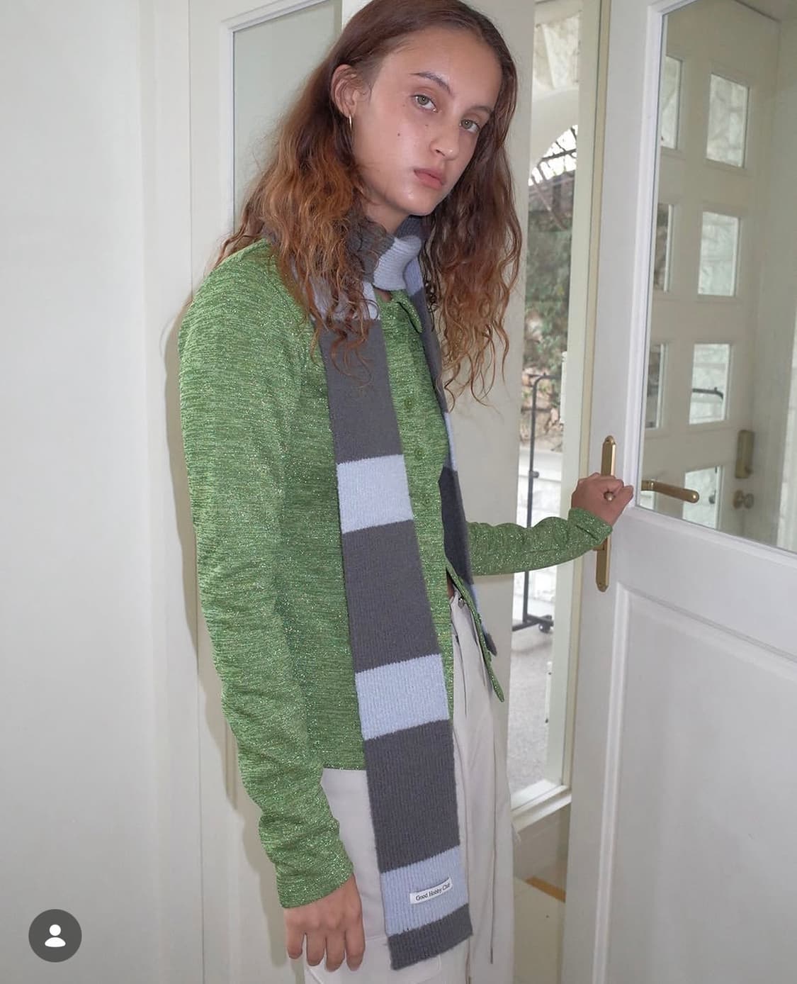 굿하비클럽 스트라이프 니트 머플러 목도리 차콜블루 상품이미지1