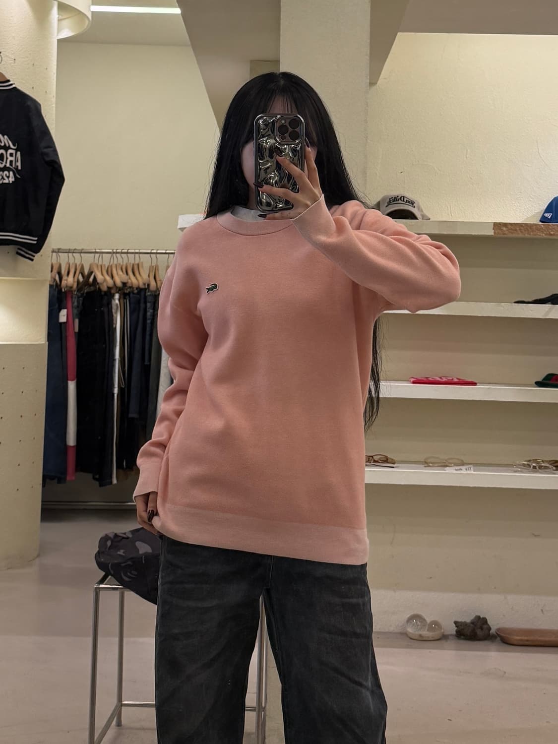 라코스테 크록 로고 라운드 니트 핑크 U1698 상품이미지1