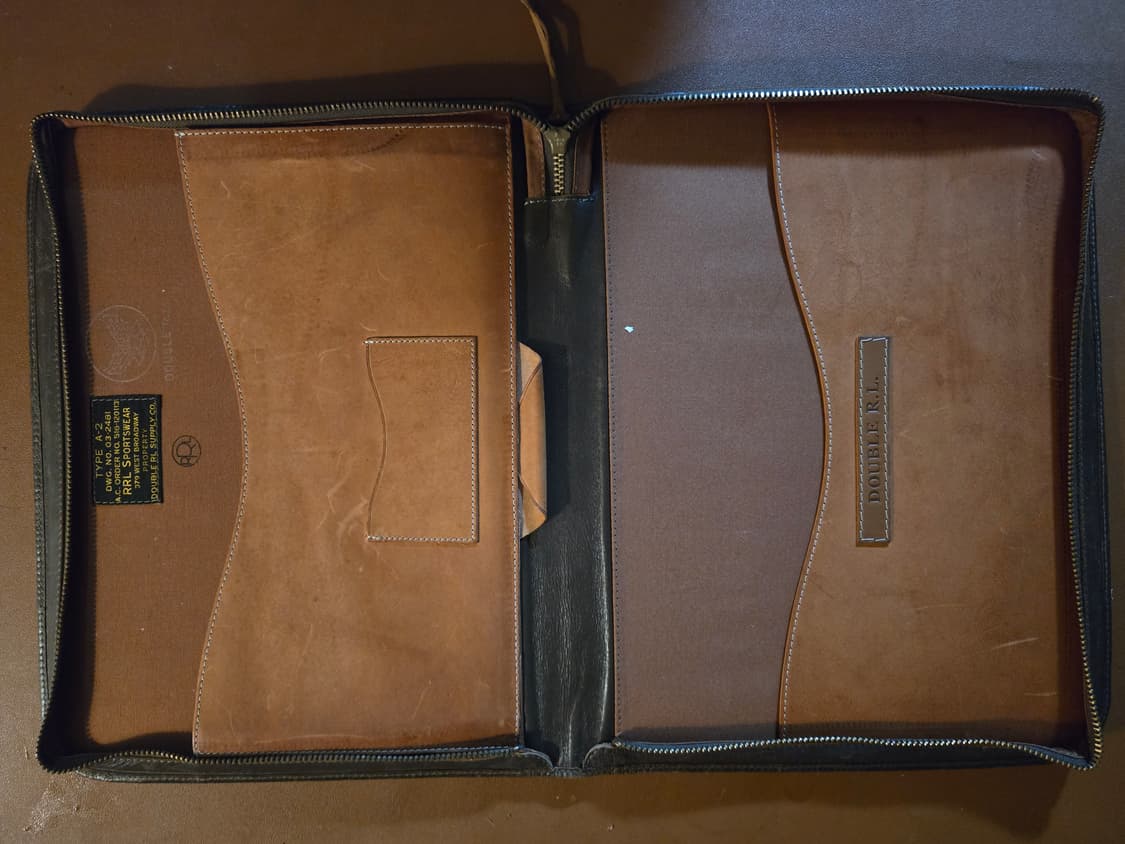 RRL DOUBLE RL 더블알엘 빈티지 레더 지퍼 도큐먼트 케이스 상품이미지5
