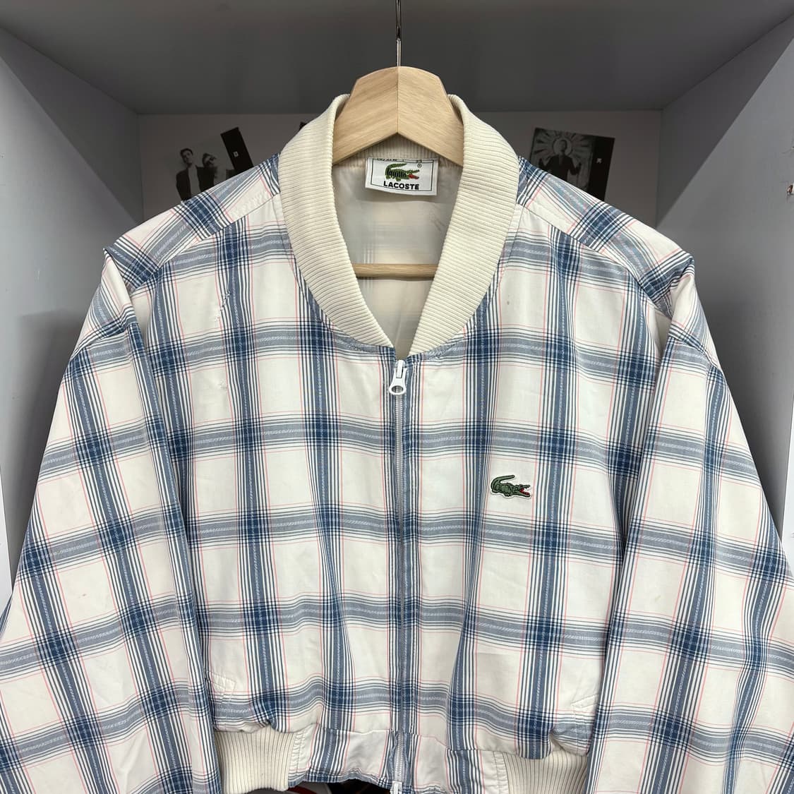 (M) 라코스테 체크 패턴 크롭 블루종 자켓 상품이미지2