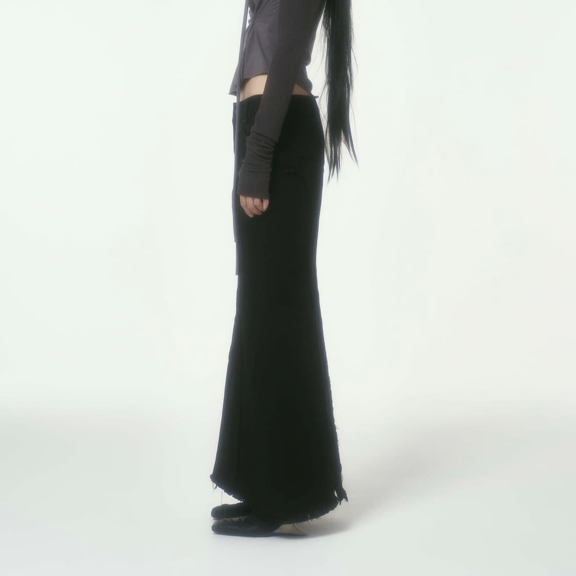 bonnae 본네 워시드 데님 스커트 블랙 상품이미지4