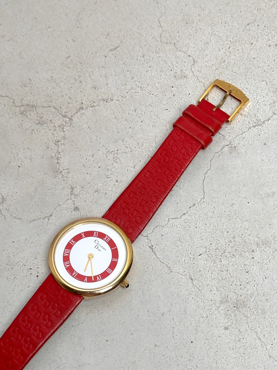 남녀공용 크리스찬 디올 빈티지 레드 레더 워치 33mm 상품이미지6