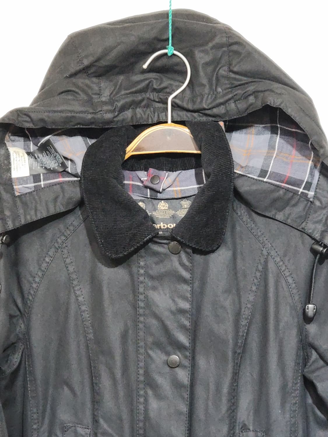 (S) 바버 비드넬 왁싱자켓 블랙 왁스점퍼 후드탈부착  상품이미지2