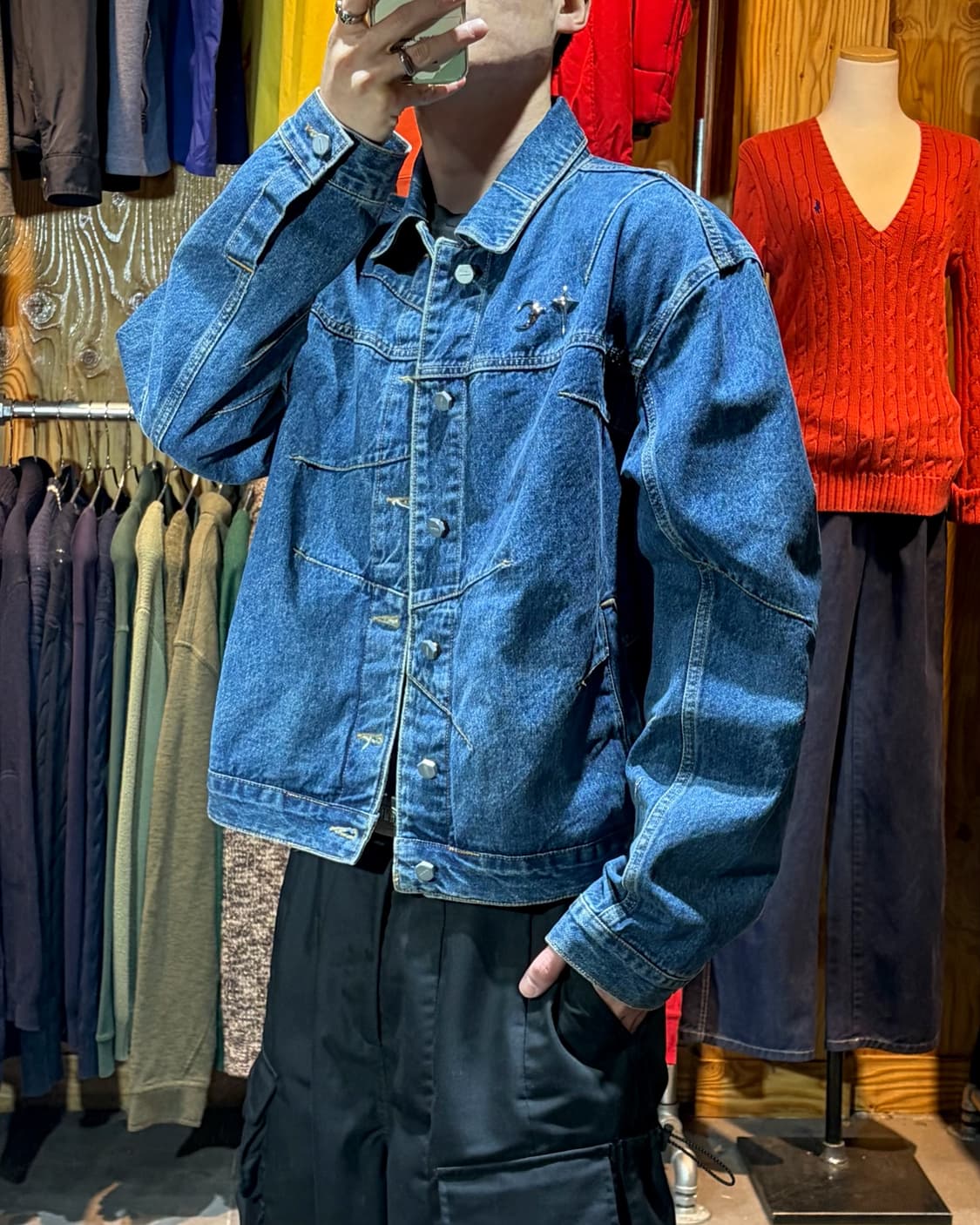 3 Thug Club 떠그클럽 심볼 레더패치 절개 데님자켓 상품이미지1