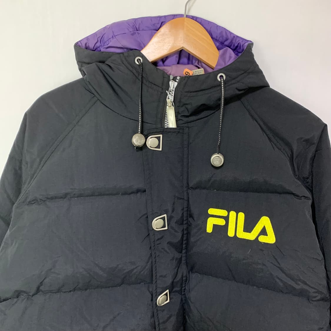 FILA 필라 블랙 패딩 점퍼 후드 휠라 빈티지 L 남녀공용 상품이미지3