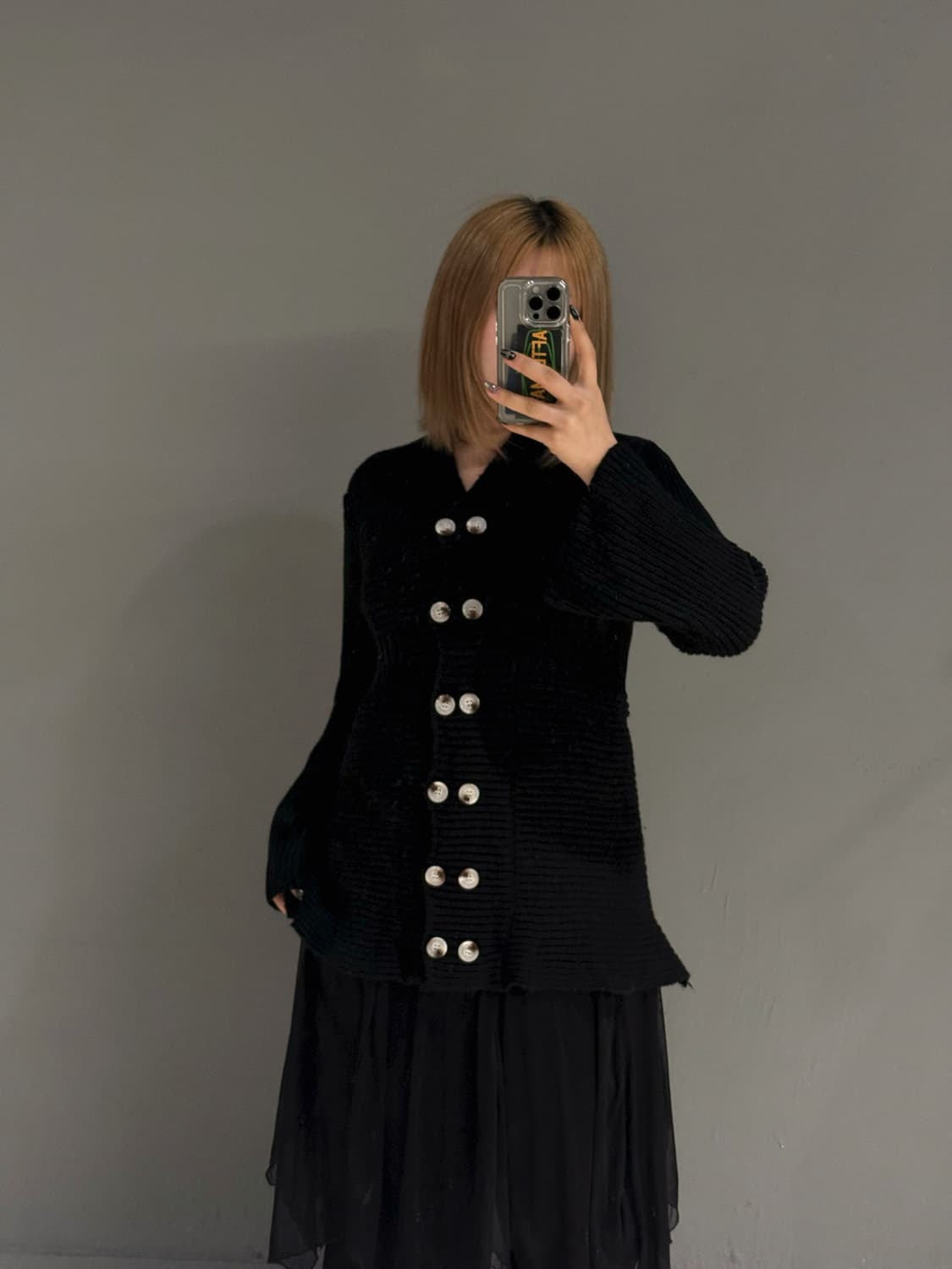 double button non-collar cardigan 상품이미지2
