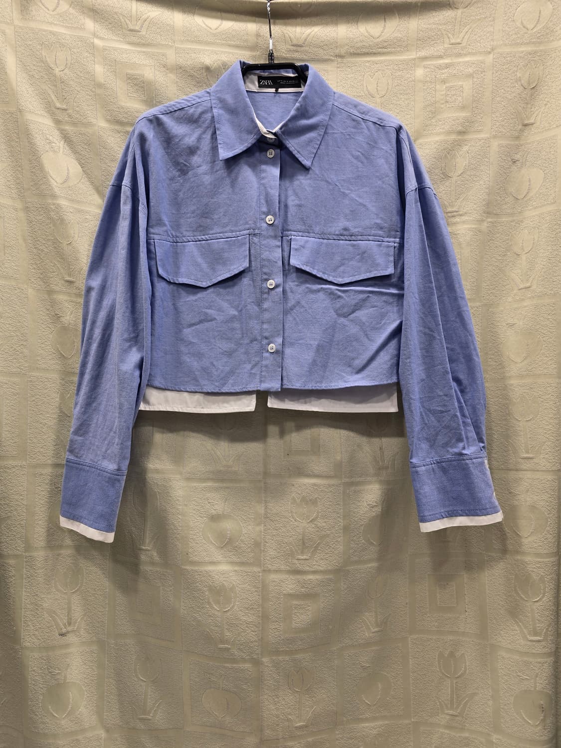 거의새거) 자라 블루 크롭 셔츠 S~M 상품이미지3