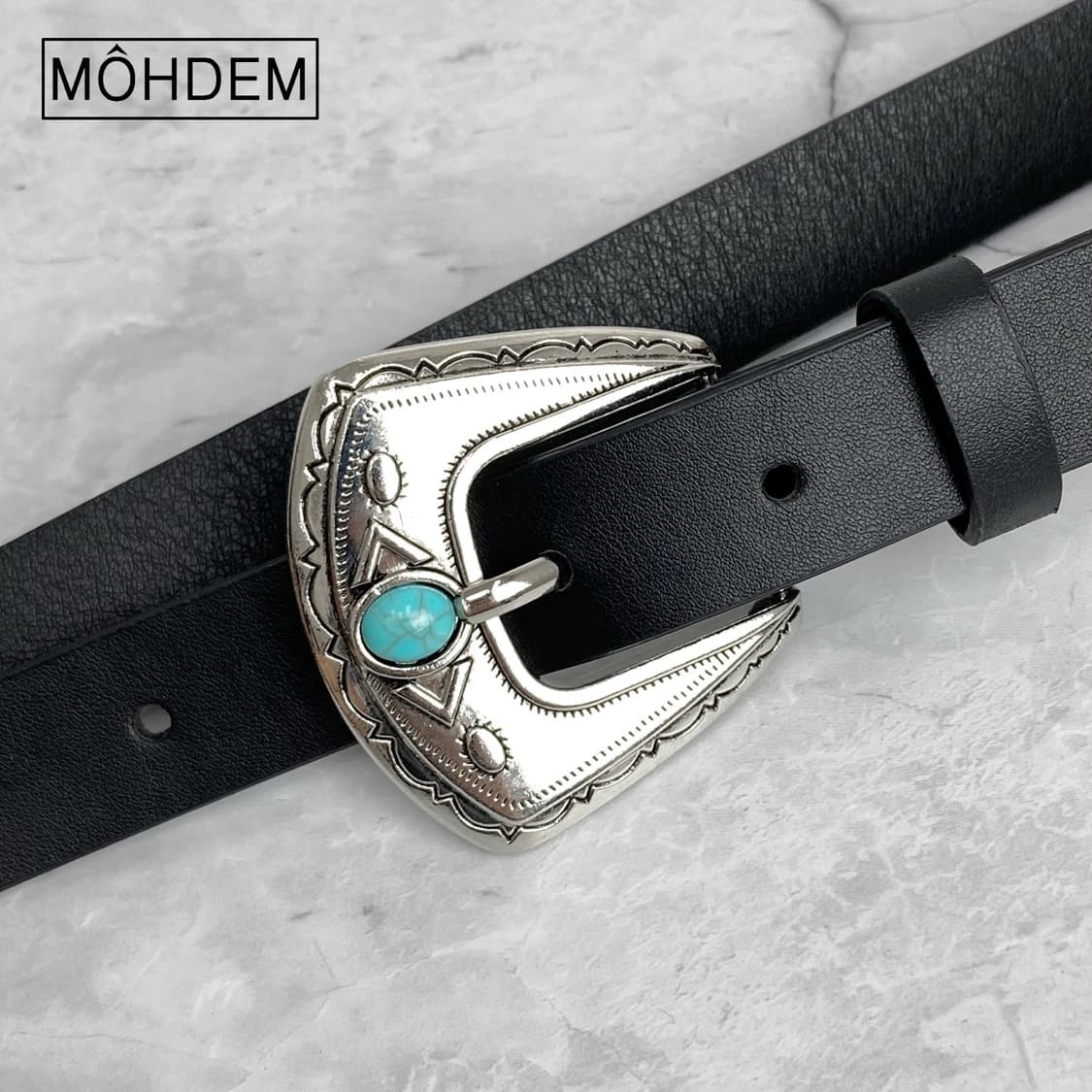 [Unisex] 원석 버클 웨스턴 가죽 벨트 상품이미지2