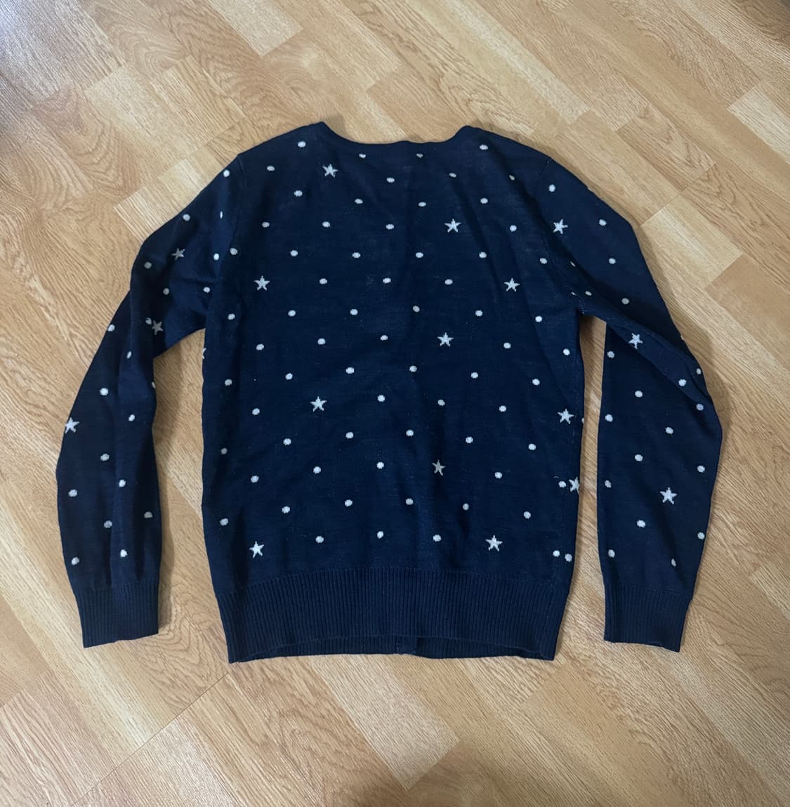 빈티지 도트 별 니트 가디건 (네이비) 상품이미지2
