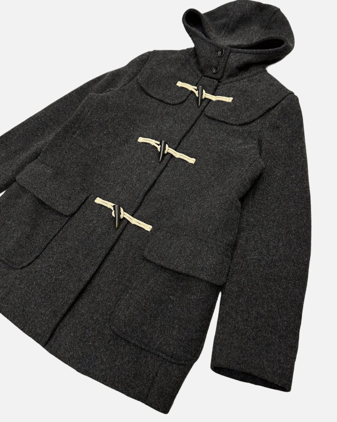 wool blend charcoal duffle coat 상품이미지2