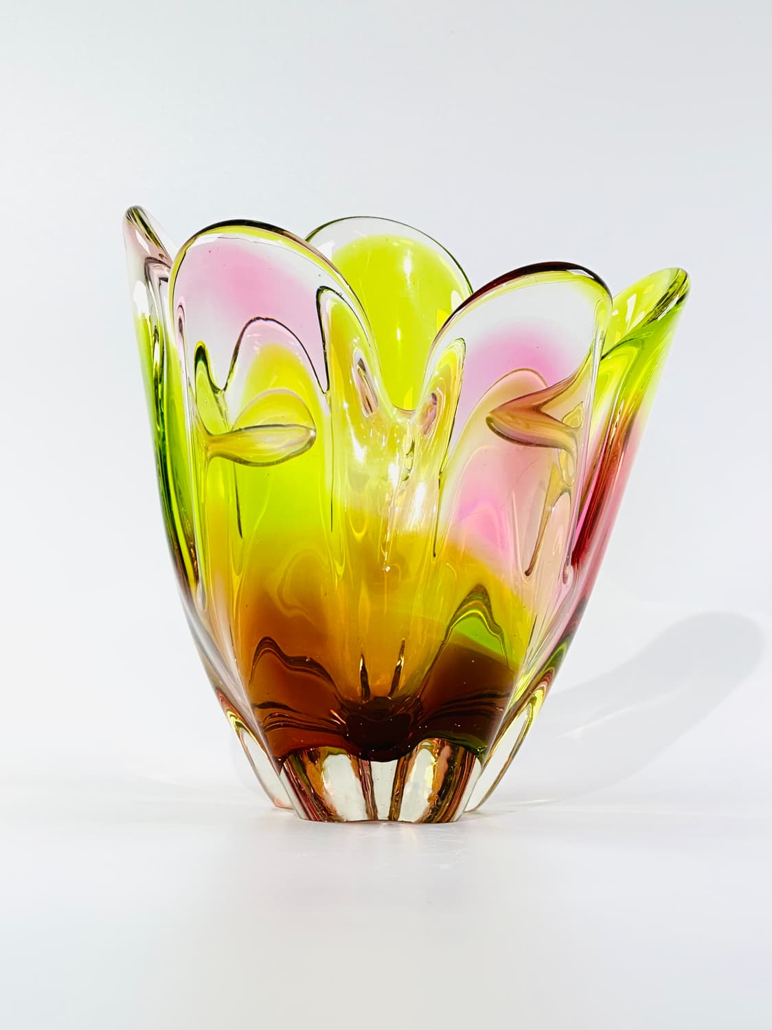 일본 빈티지 이와츠 아트글라스 멀티 컬러 화병 상품이미지4