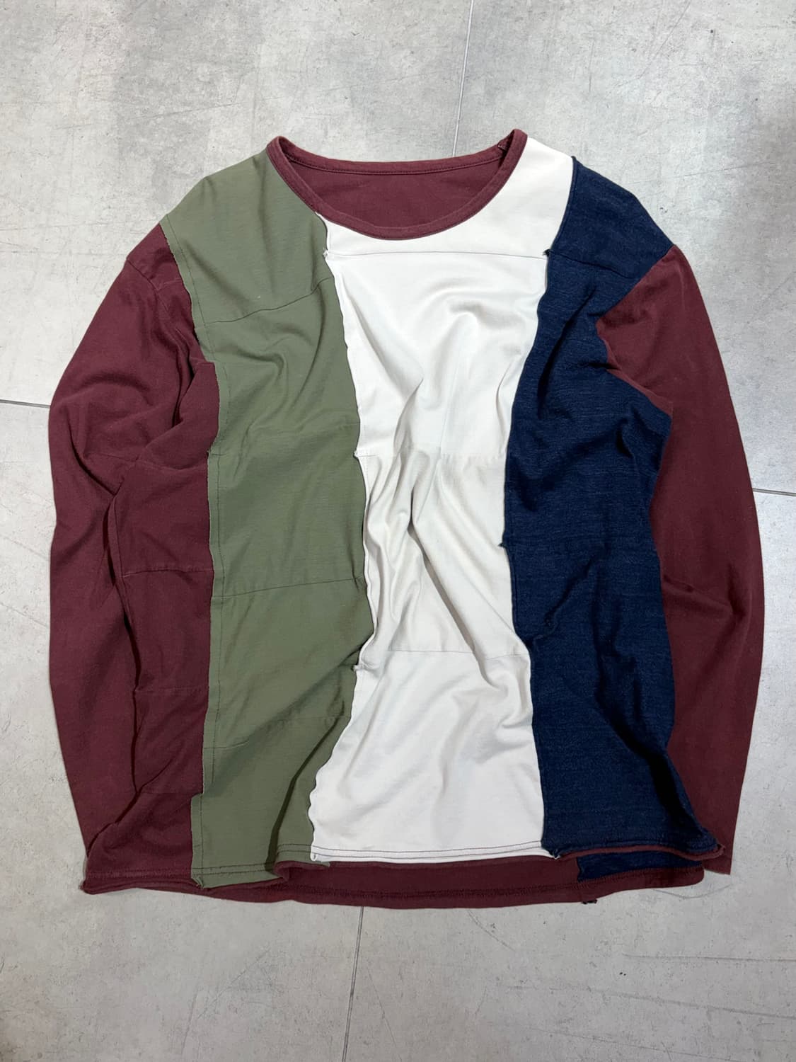 ground y 요지 야마모토 코튼 패치워크 슬리브 티셔츠 상품이미지1