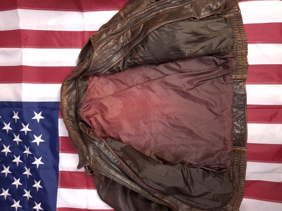 90's 국내산 MONO CHAIN 리얼레더 빈티지 항공자켓 상품이미지10