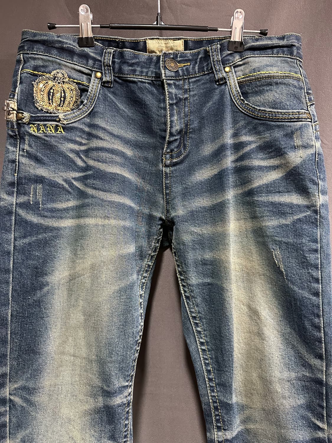NANA JEANS 왕관 패치 Y2K 워싱 스키니 데님팬츠 30 상품이미지4