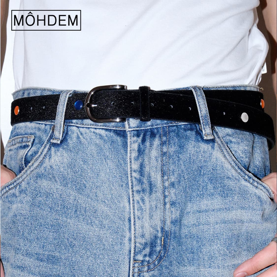 [Unisex] 스터드 송치털 미니멀 가죽벨트 상품이미지5