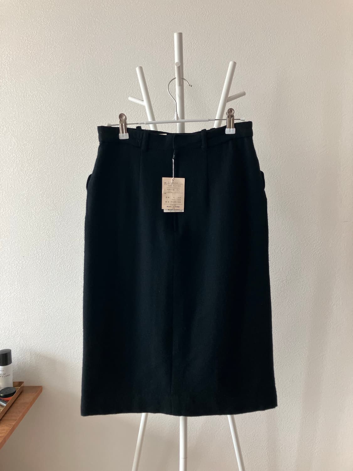 일본빈티지 블랙 울혼방 H라인 미디스커트 모직스커트 택달린 새상품 상품이미지3