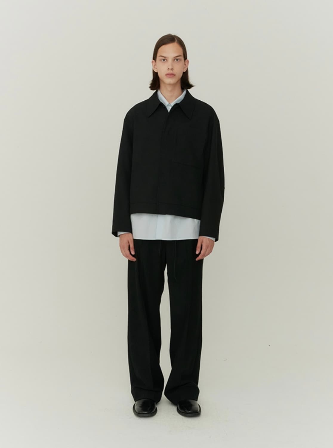 쿠어 오버핏 울 크롭 자켓 블랙 [M] 상품이미지1