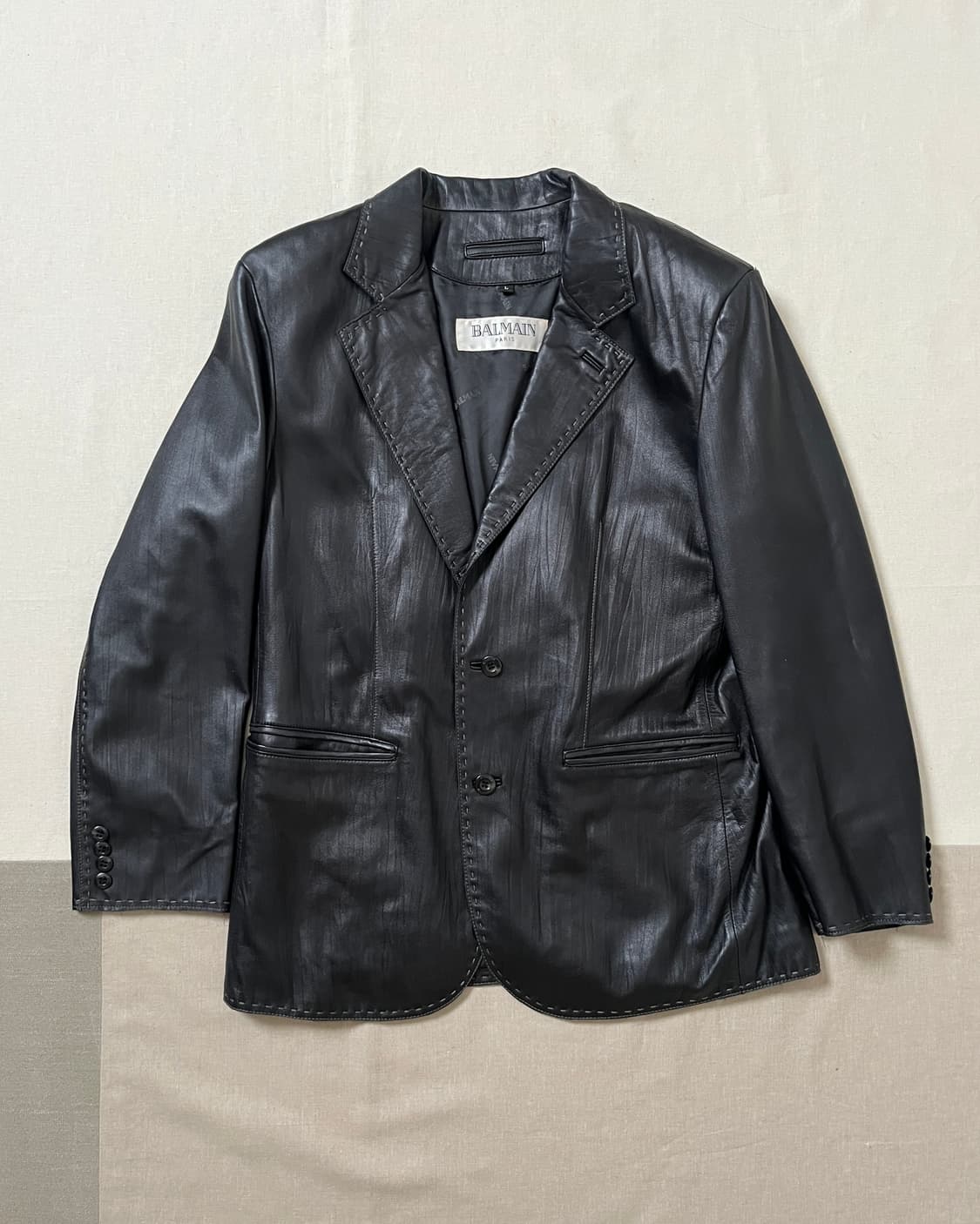 발망 레더 블레이저 balmain 양가죽 테일러드 자켓 상품이미지1