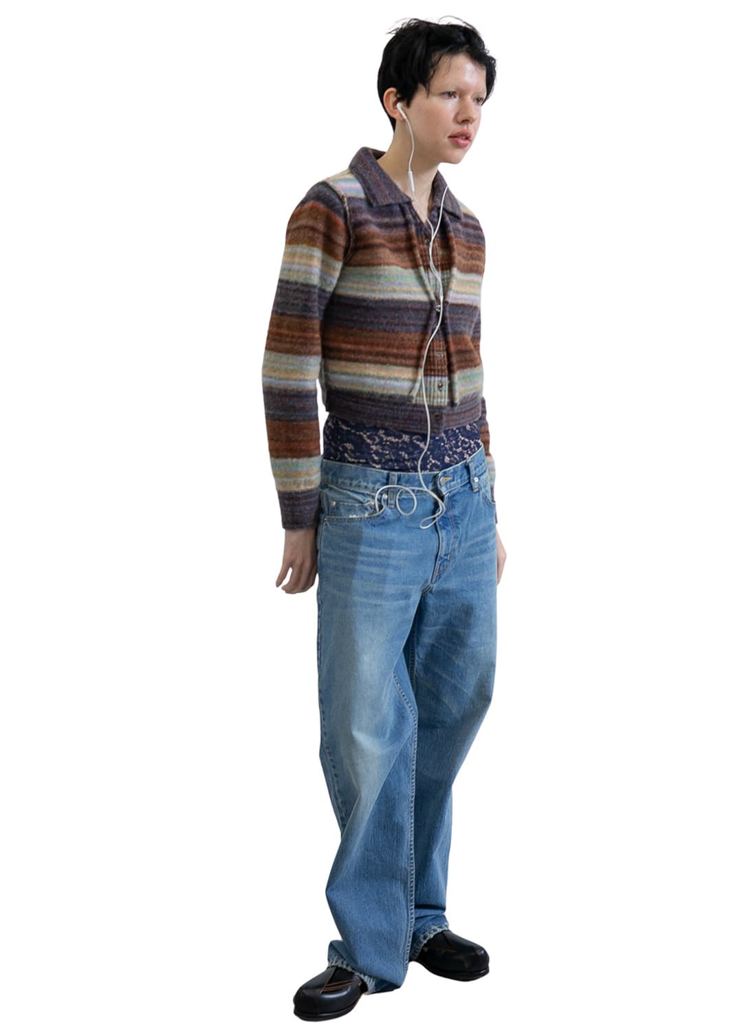 [F]퍼버즈 26ss 스트라이프 니트 셔츠/브라운 상품이미지3