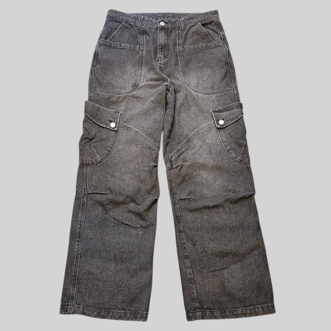 32~33인치 절개패턴 워싱그레이 카고데님팬츠  상품이미지1