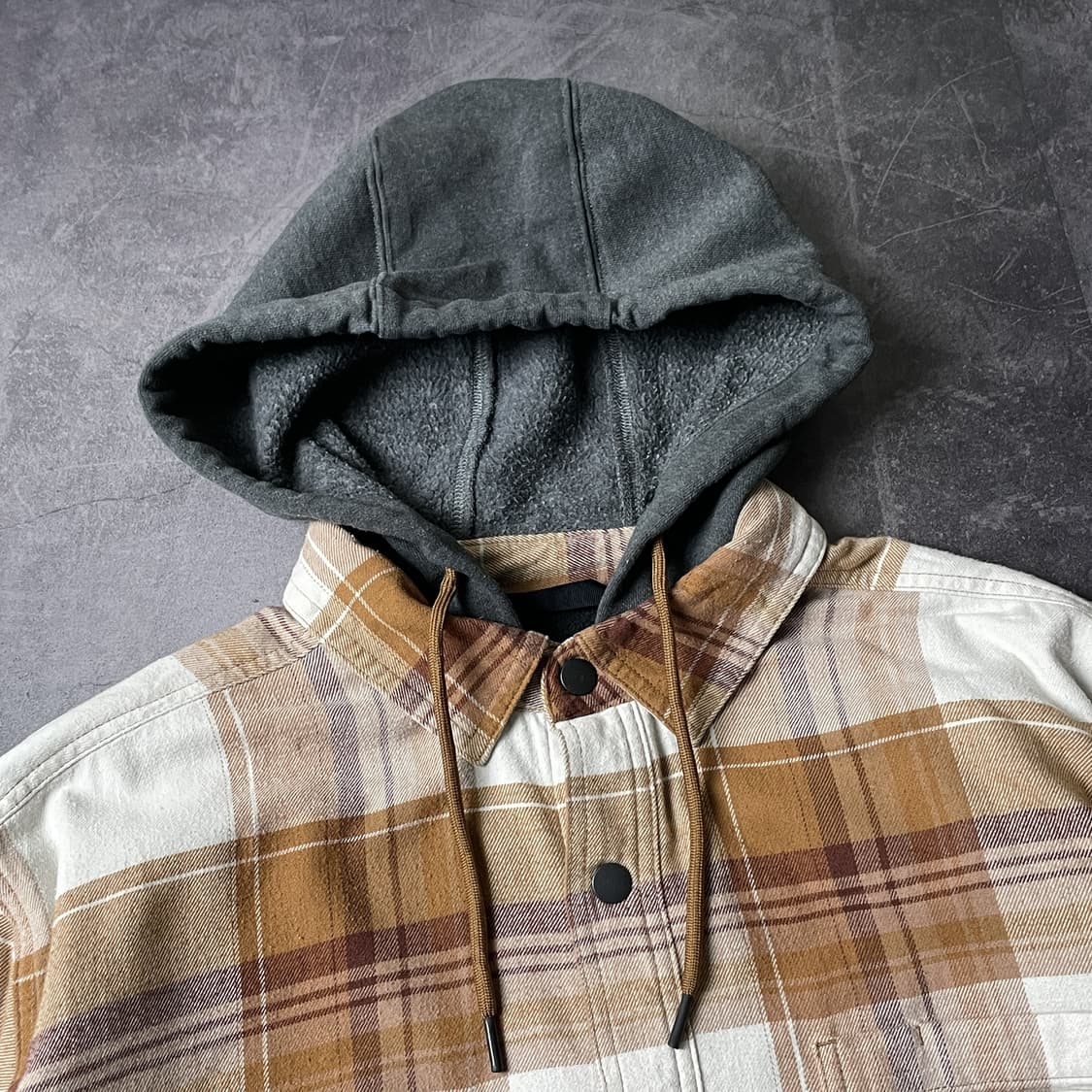 CARHARTT 칼하트 빈티지 브라운 체크패턴 후드 코튼자켓 상품이미지2