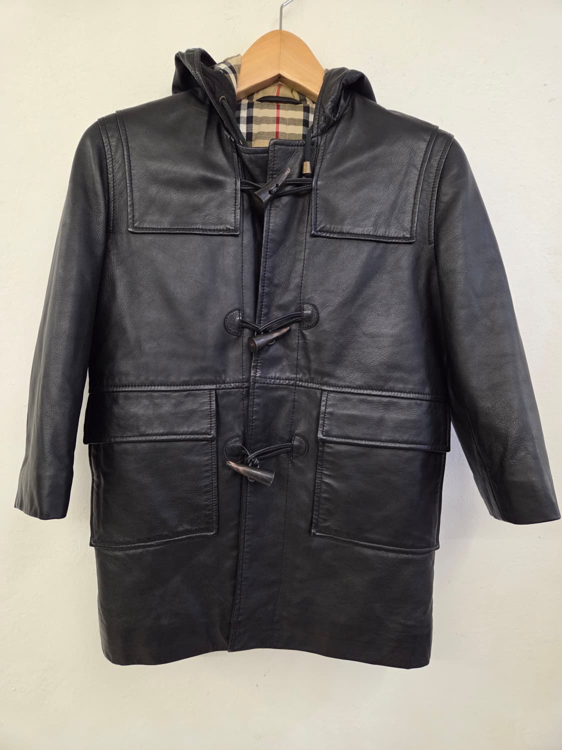 버버리 더블 블랙 가죽 코트 상품이미지2