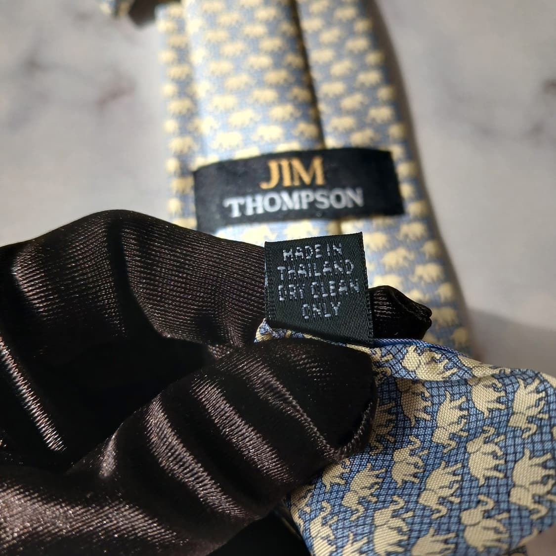 짐 톰슨 실크 블루 코끼리 패턴 넥타이 8.4cm S~A+등급 E802
 상품이미지9