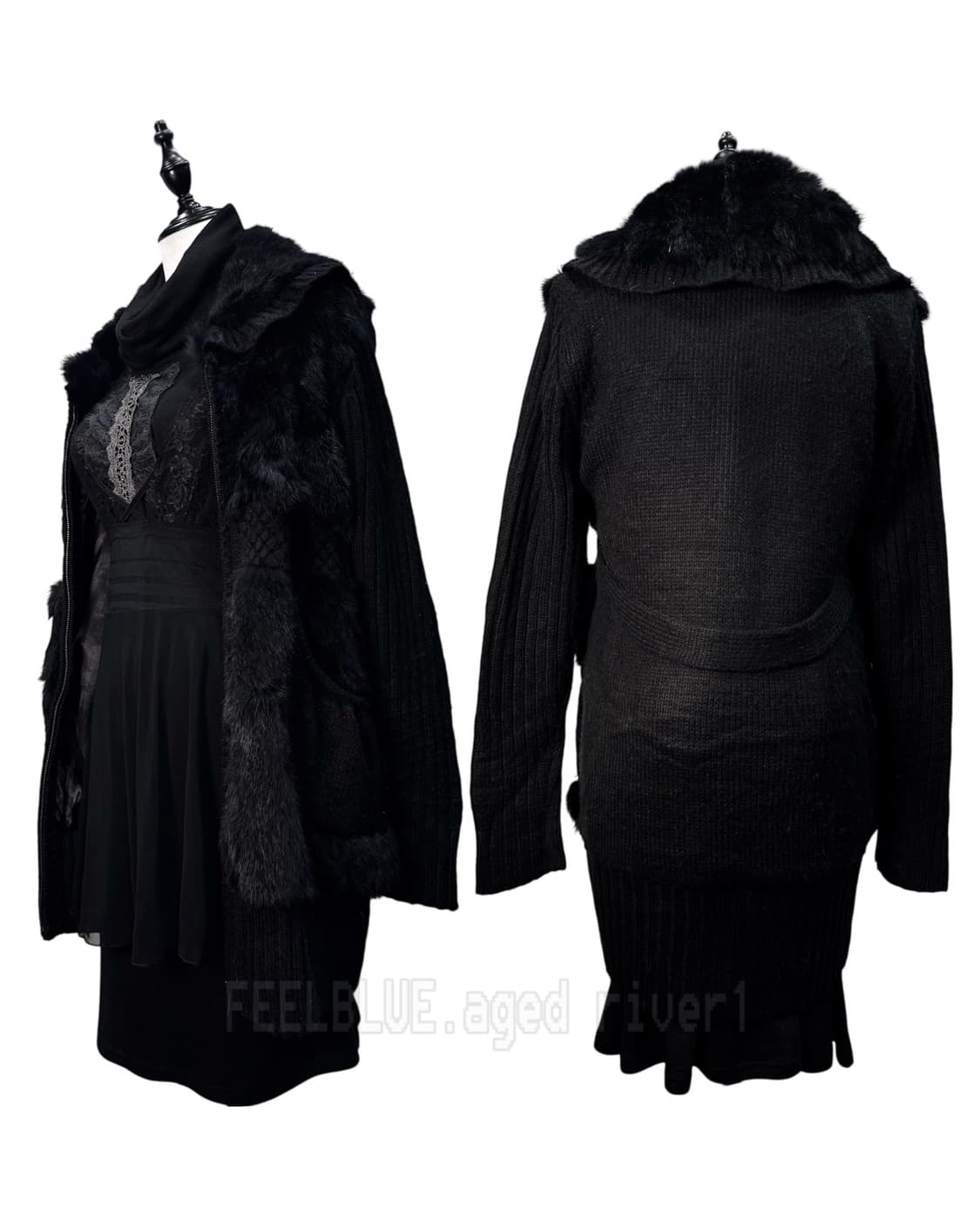 Slip Dress, OZZ ON,Fur jacket 3pcs Set 상품이미지2