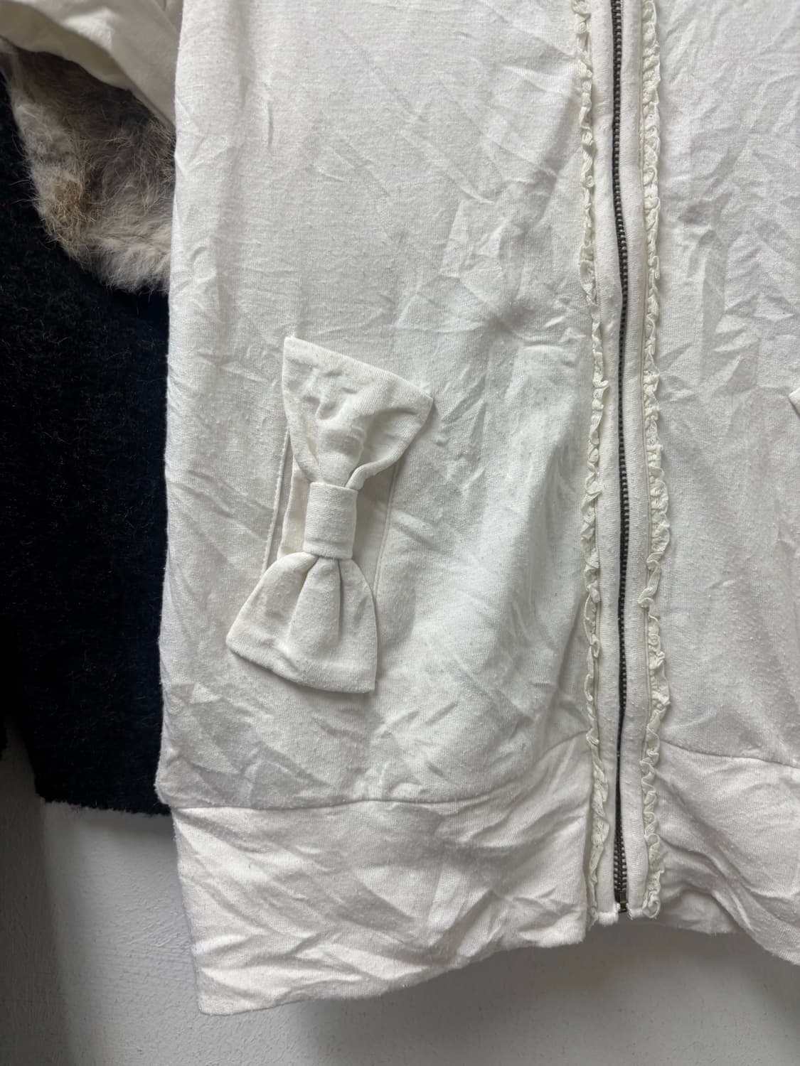 리즈리사 왕리본 화이트 플라워 후드집업 상품이미지2