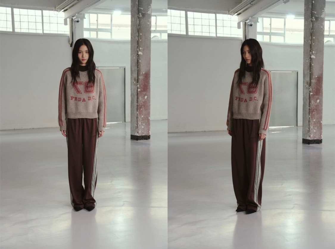 KNIT JACQUARD TAPE TRACK PANTS BROWN 상품이미지4